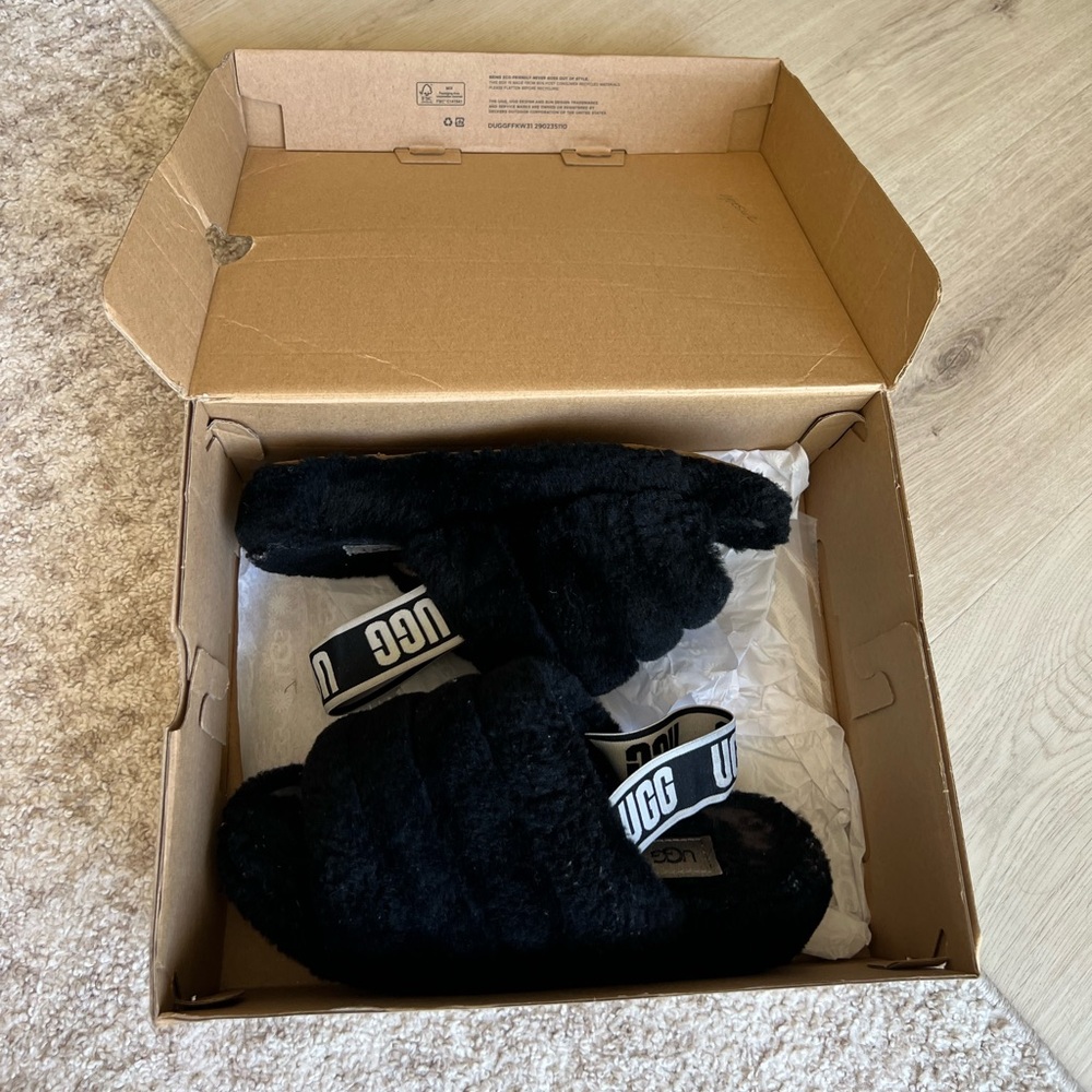 Black Ugg slides